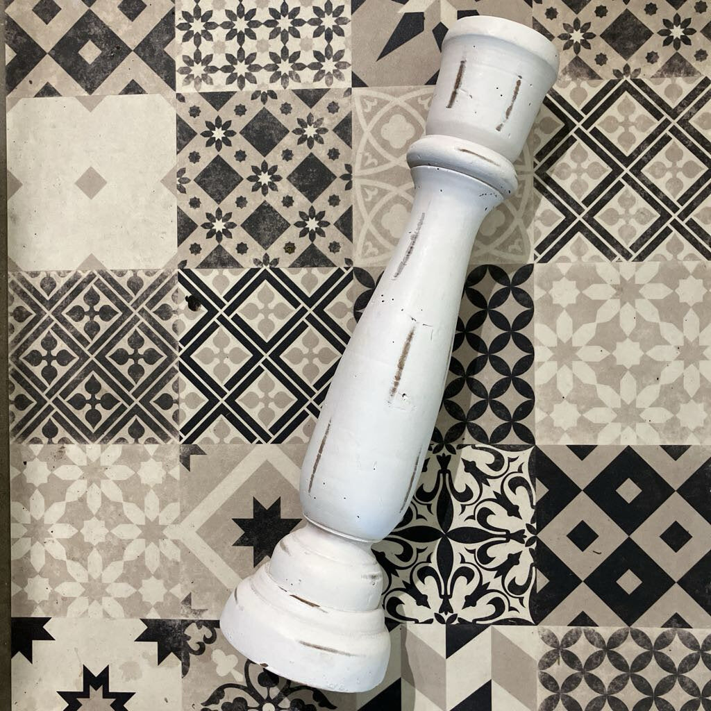 Shabby Chic White Candlestick