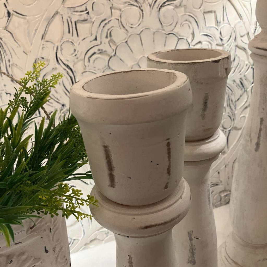 Shabby Chic White Candlestick