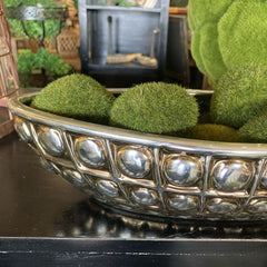 Silver Modern Contemporary Bowl With Moss Greenery