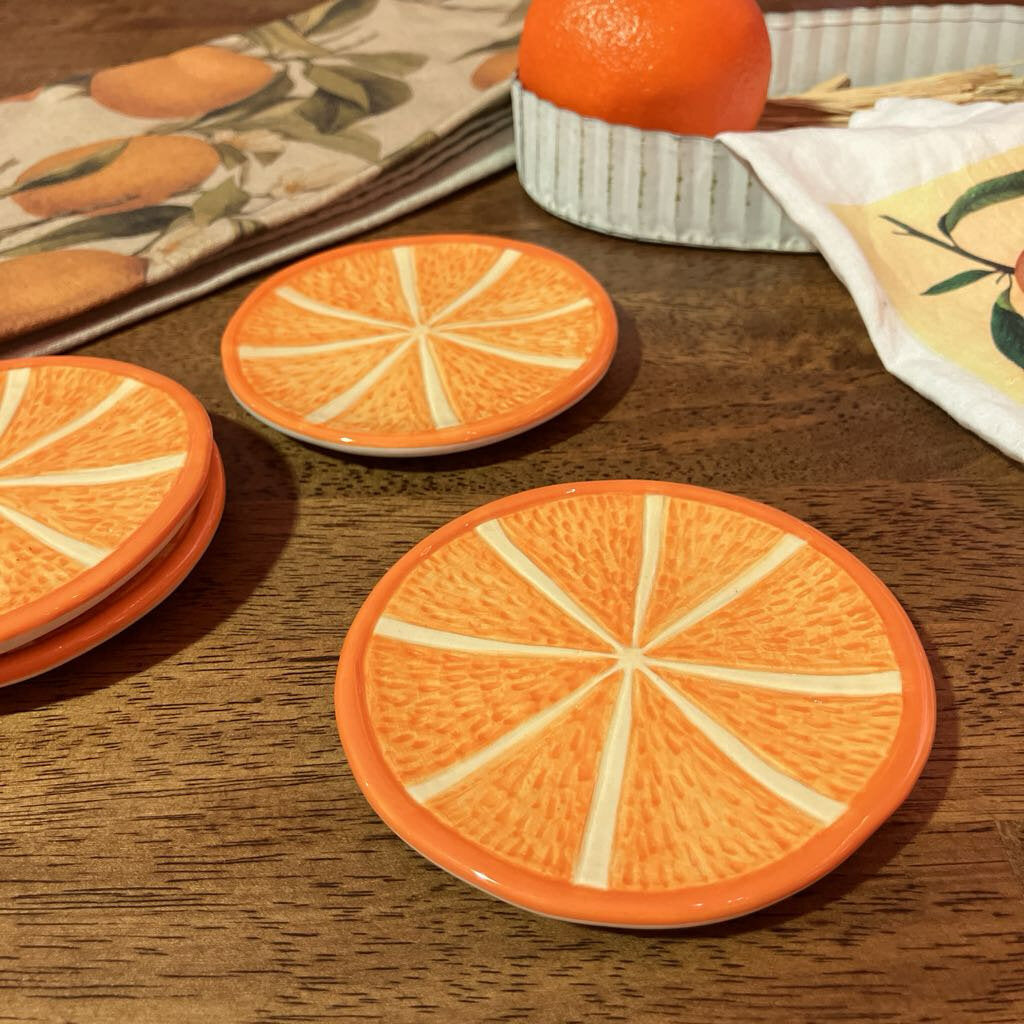 Small Orange Plates Set of 4