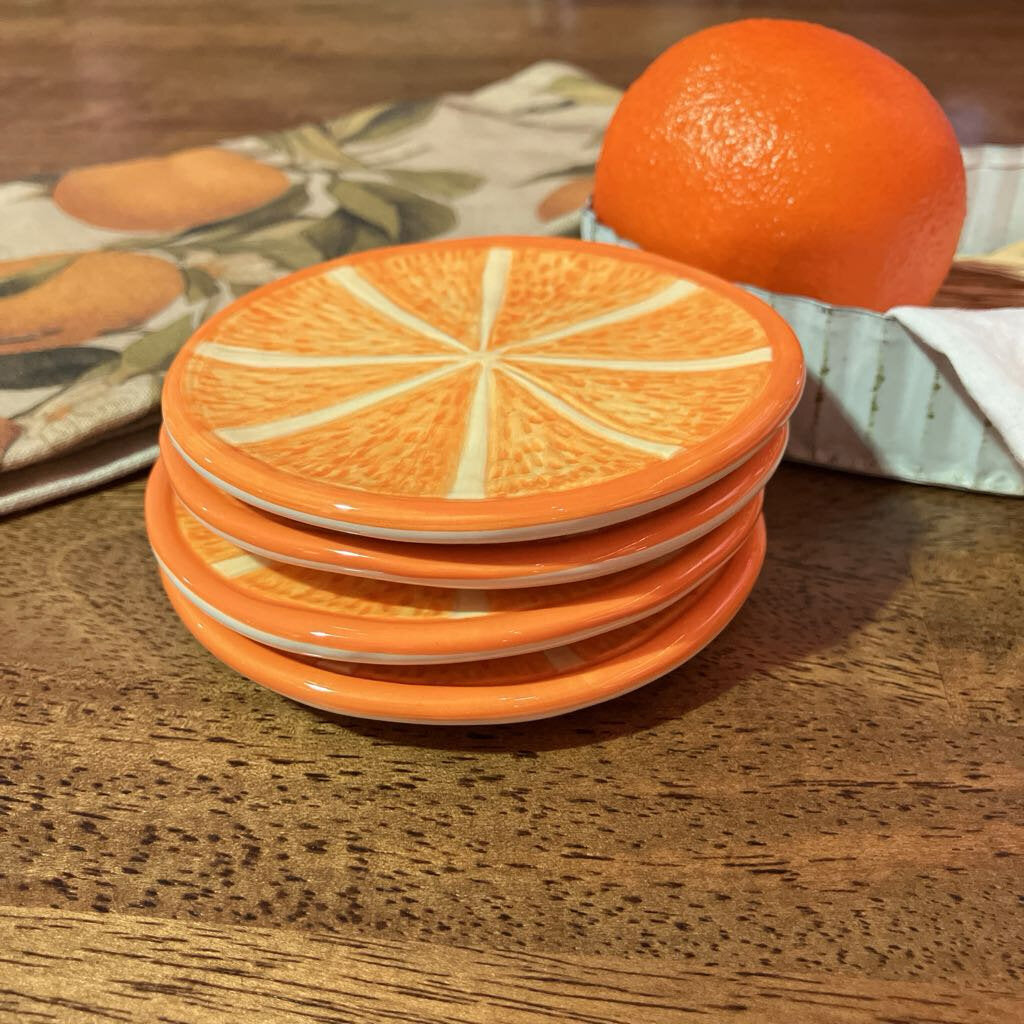 Small Orange Plates Set of 4