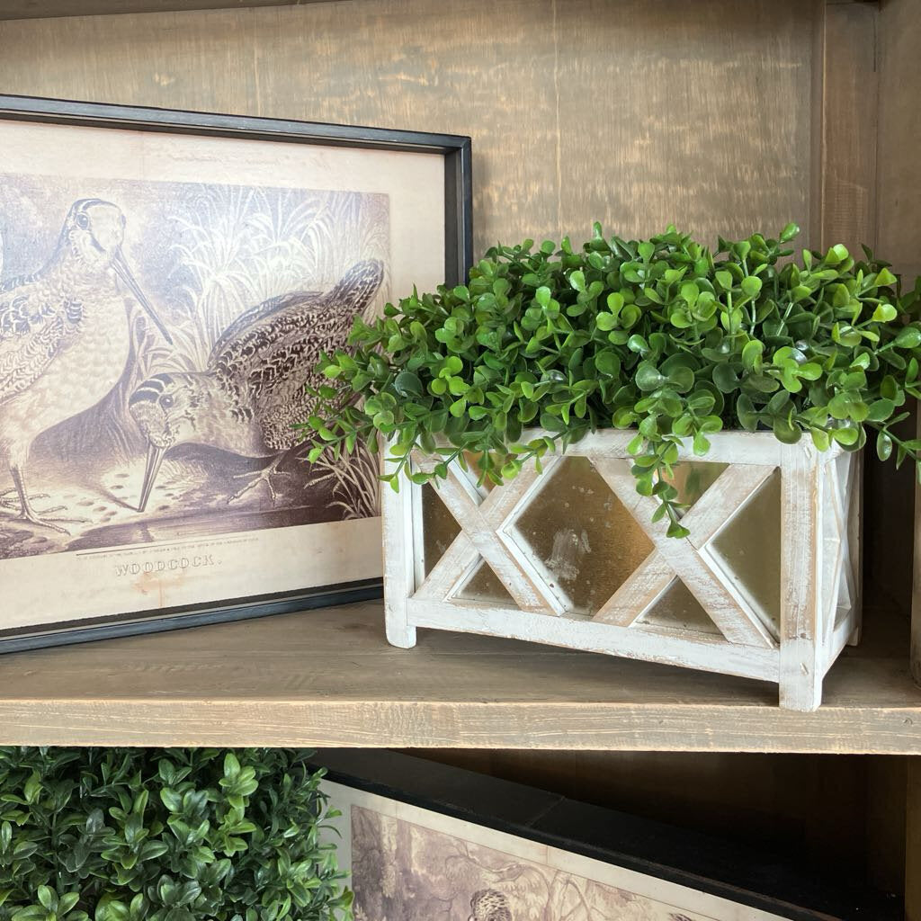 Faux Greenery In Farmhouse Planter