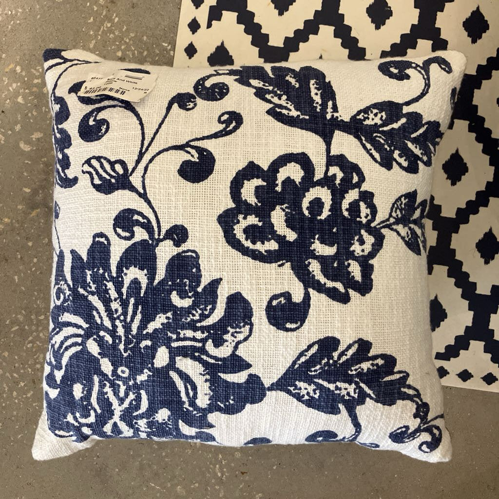 Blue Floral Pillow