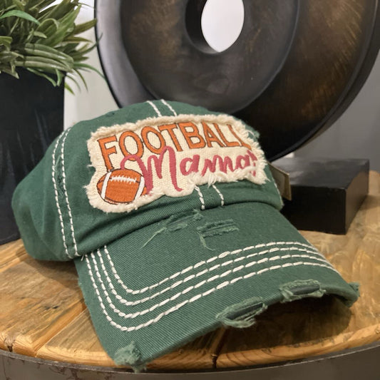 Football Mama Distressed Ball Cap