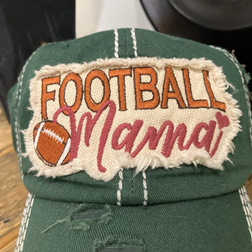 Football Mama Distressed Ball Cap