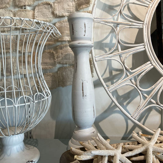 Shabby Chic White Candlestick