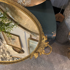 Gold Toned Brass Vanity Tray Mirror