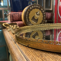 Gold Toned Brass Vanity Tray Mirror