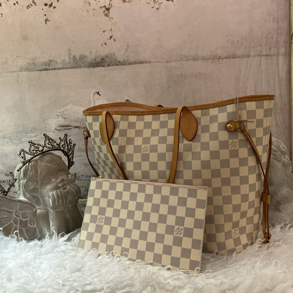 Previously Loved Damier Azur Neverfull Tote With Pouchette