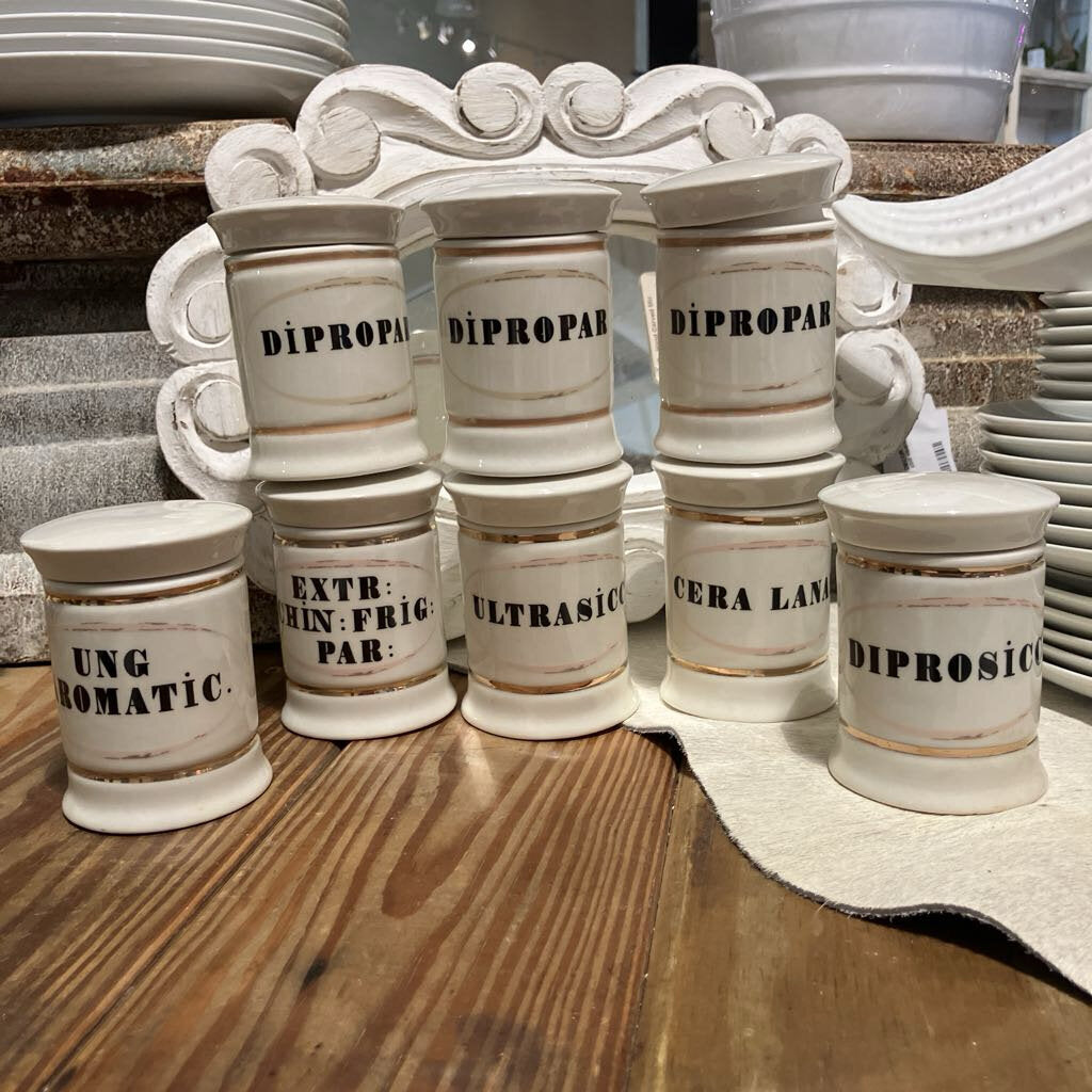 Arhaus Apothecary Ceramic Lidded Cannisters Set of 8