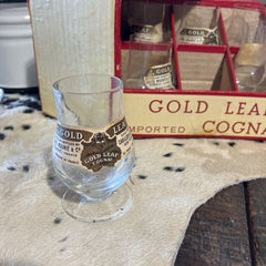 Vintage J. Denis-Henry Mounie Gold Leaf Cognac Miniature Glass Set