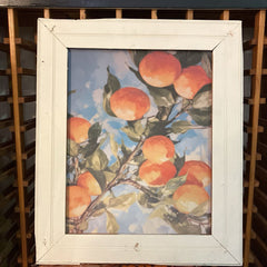 Orange Tree Watercolor Print with Reclaimed Wood Frame