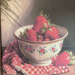 Strawberries In Bowl Print With Reclaimed Wood Framing