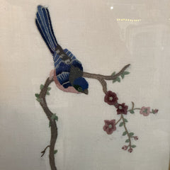 Bird Embroidery Fiber Art Picture