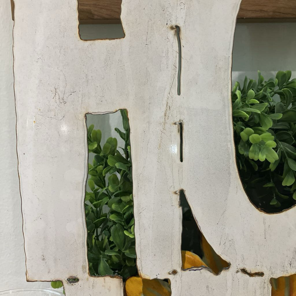 Hoe Hut Sign Made With Reclaimed Metal