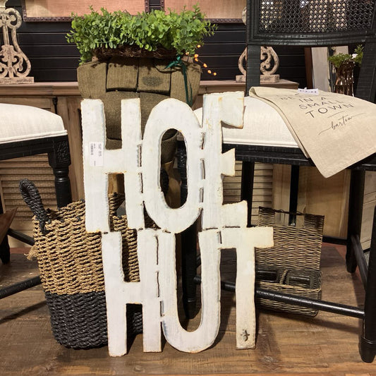 Hoe Hut Sign Made With Reclaimed Metal