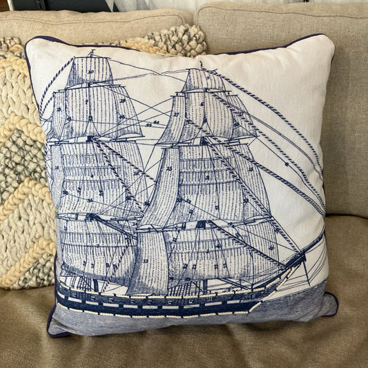 Sailboat Pillow With Rope Embroidery 2