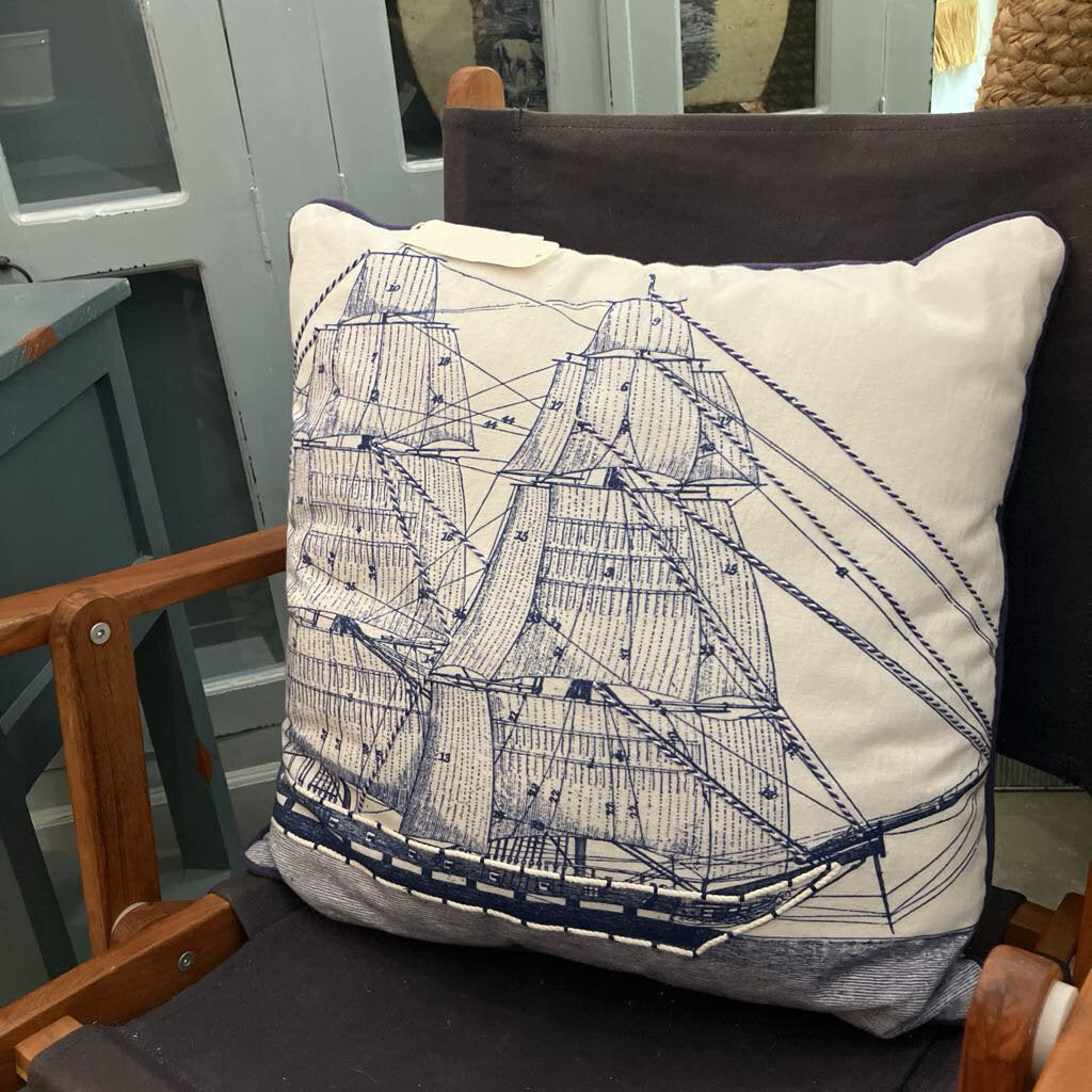 Sailboat Pillow With Rope Embroidery 2