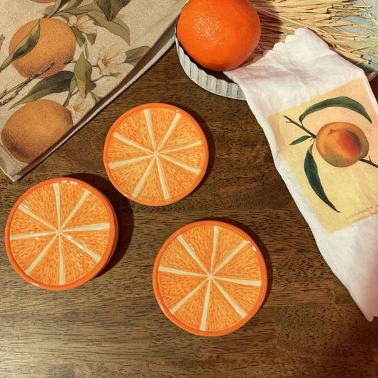 Small Orange Plates Set of 4