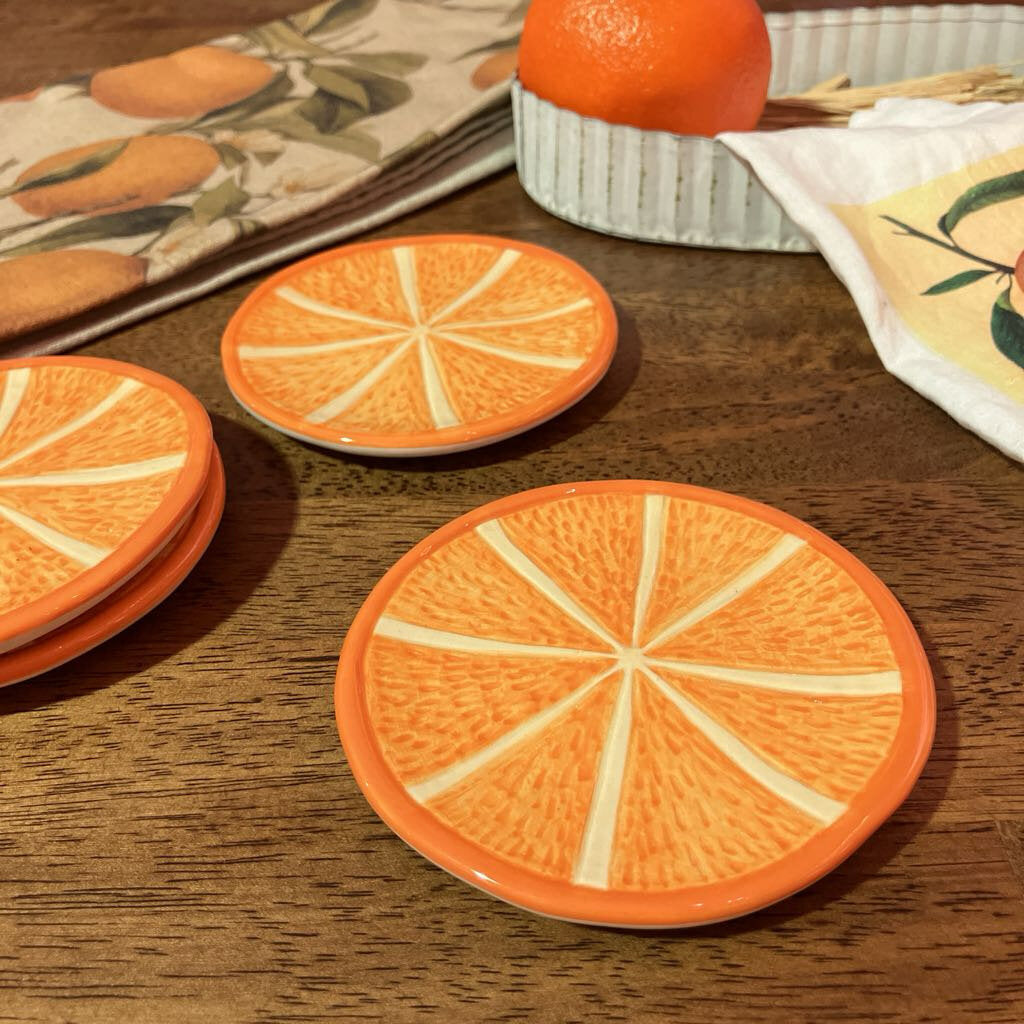 Small Orange Plates Set of 4