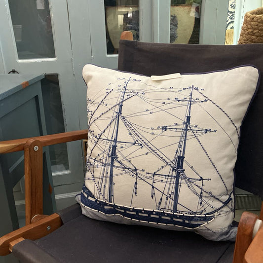 Sailboat Pillow With Rope Embroidery 1