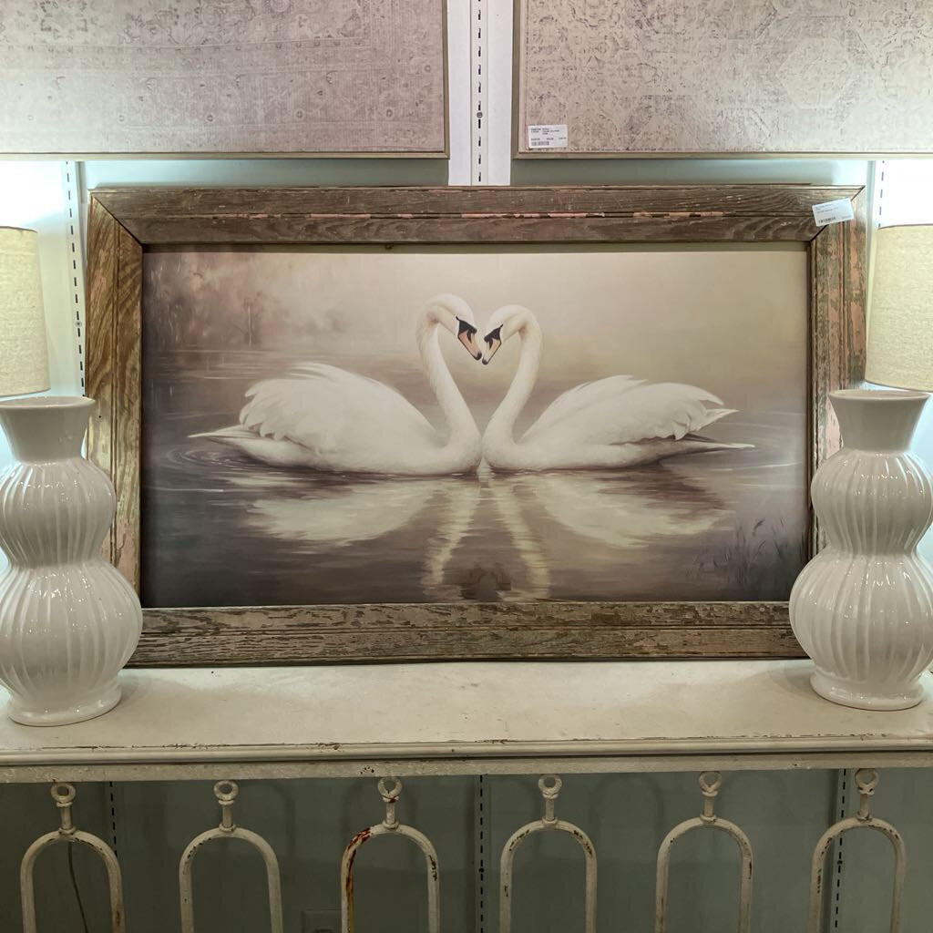 Two Swans Reclaimed Wood Picture