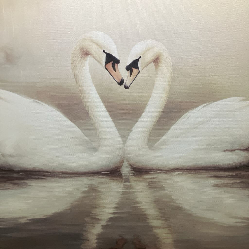 Two Swans Reclaimed Wood Picture