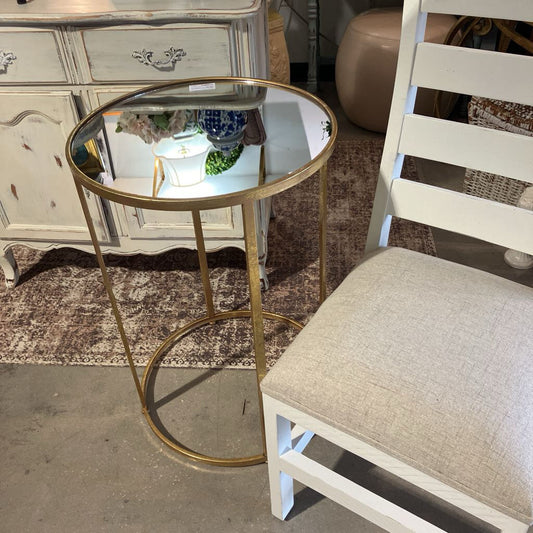 Brass and Mirror End Table