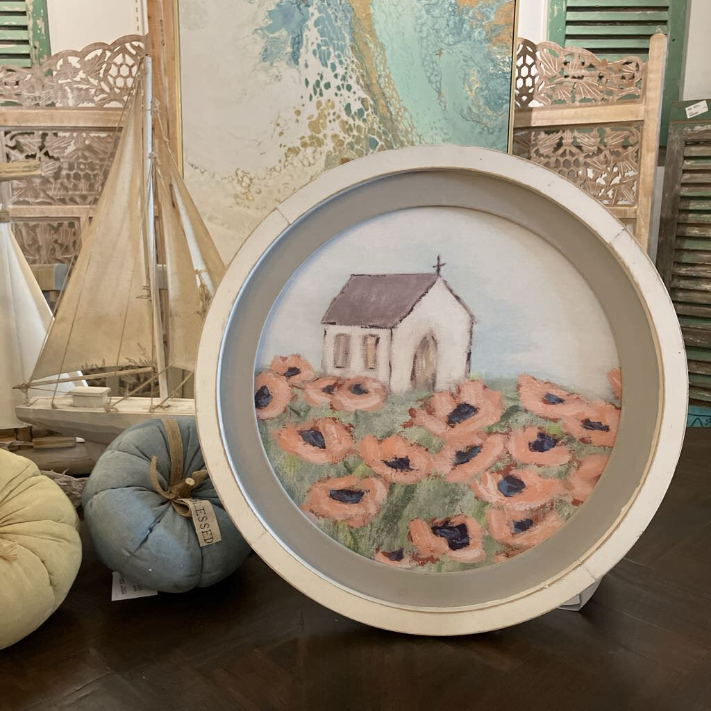 Poppy Church Round Wall Art Decor