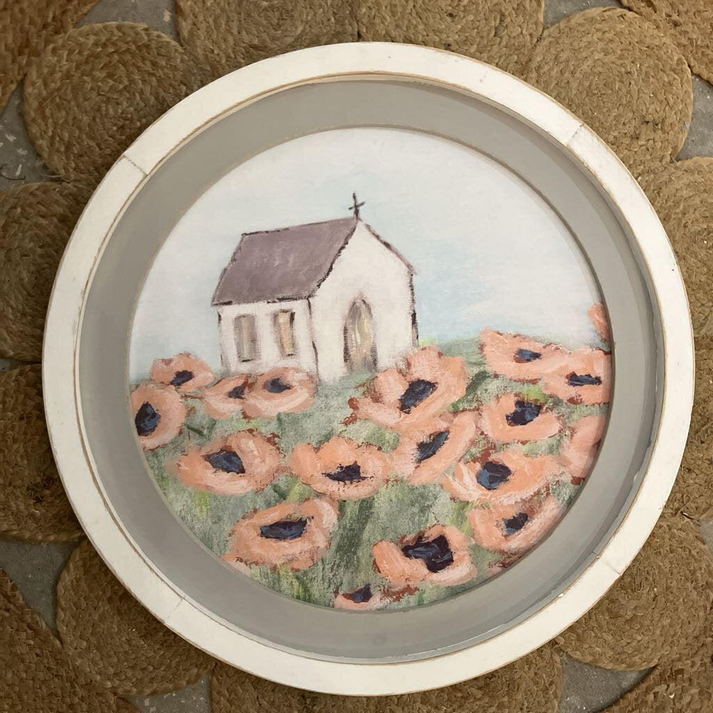 Poppy Church Round Wall Art Decor