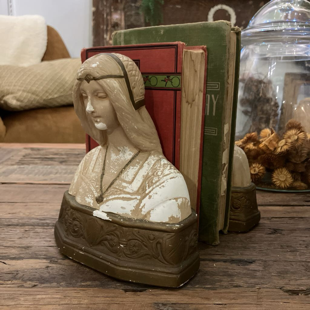 Chalkware Victorian Bookends Dante & Beatrice