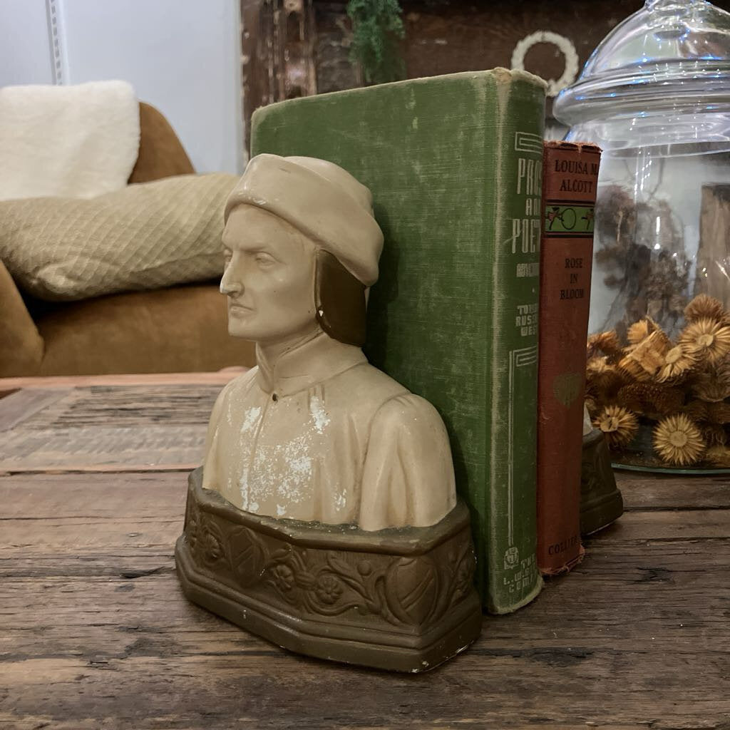 Chalkware Victorian Bookends Dante & Beatrice