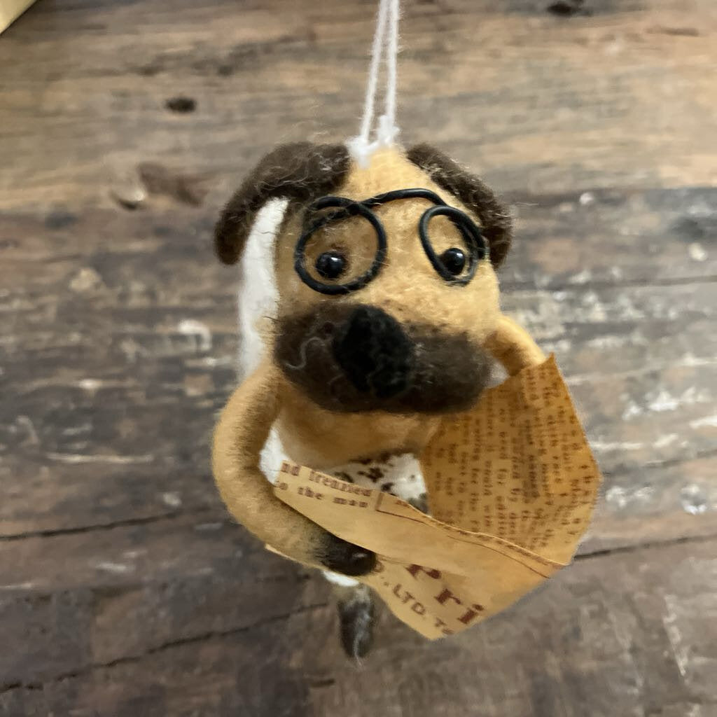 Dog on Toilet Felt Ornament