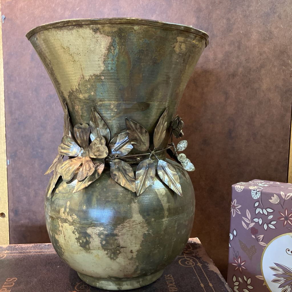 Antiqued Brass Gold Vase