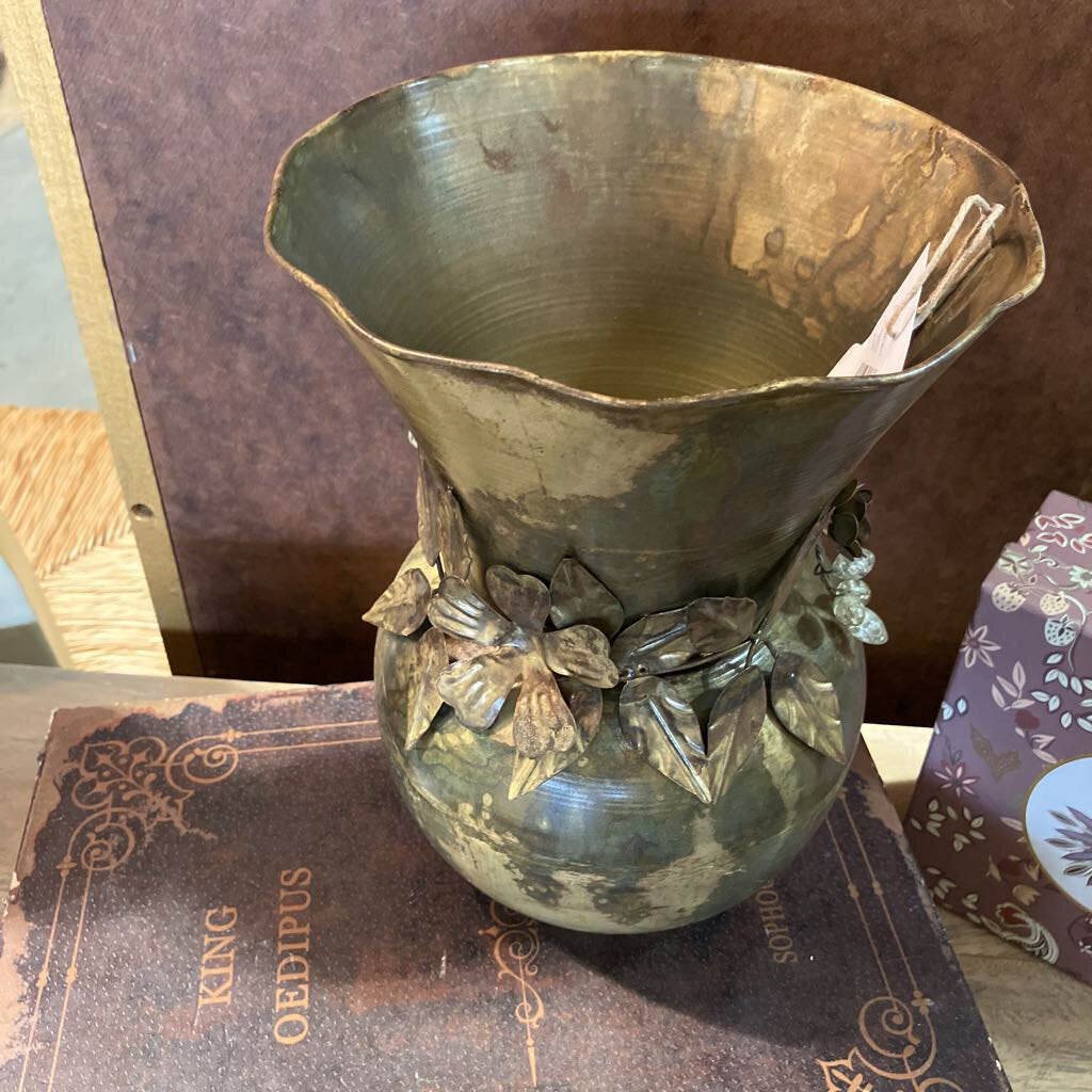 Antiqued Brass Gold Vase