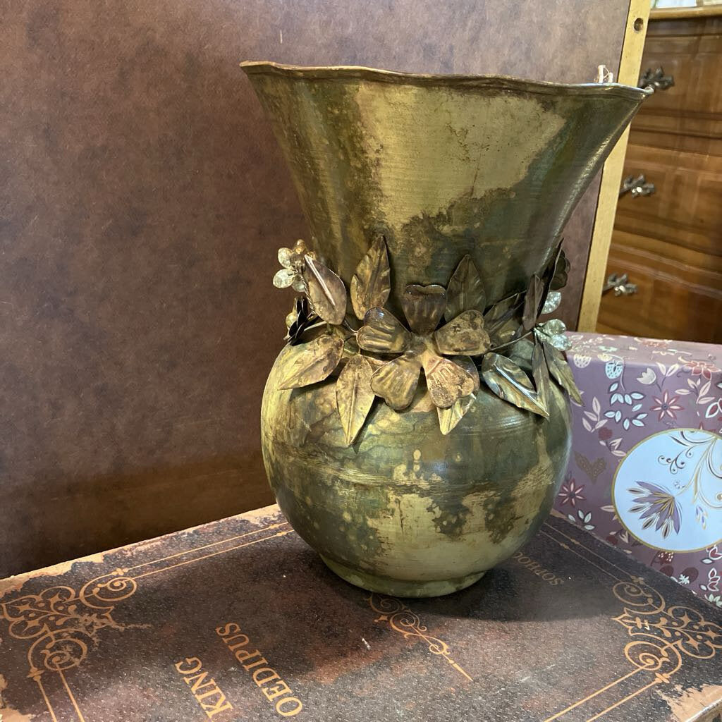 Antiqued Brass Gold Vase