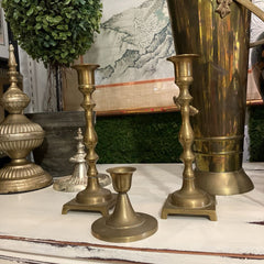 Antique Brass Candle Holder Set