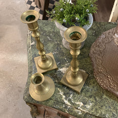 Antique Brass Candle Holder Set